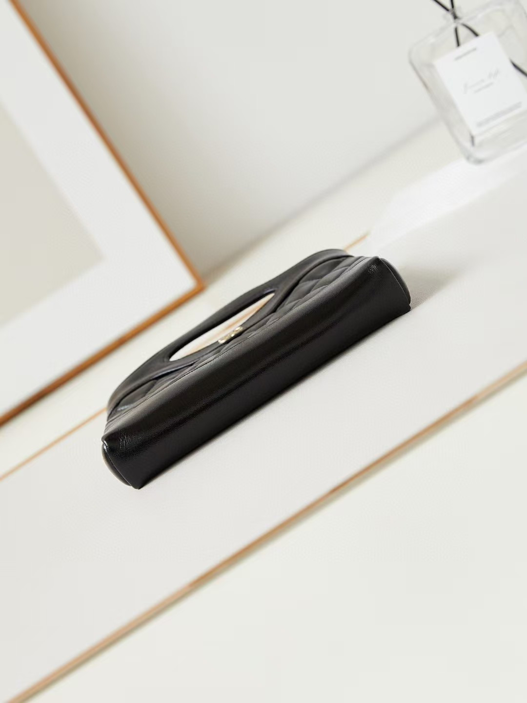 Ch*el 31 nano chain bag lambskin gold tone metal black as3656 17.5x20.5x4cm