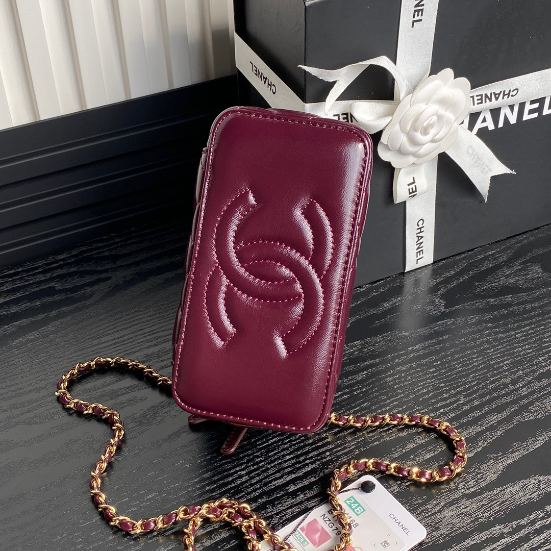 Ch*el clutch with chain 9.5x 17x 8cm