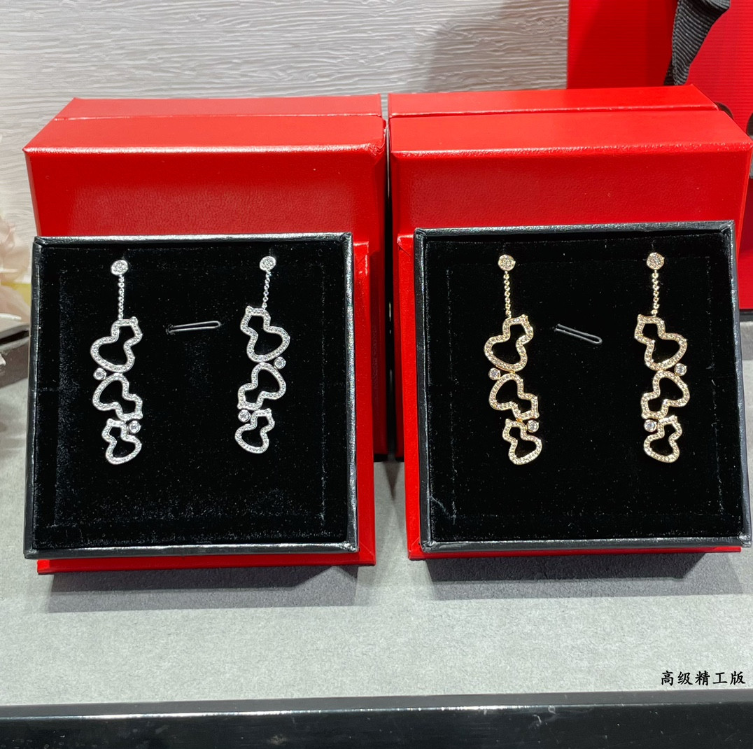 qeelin triple gourd full Di*m*nd stud earrings