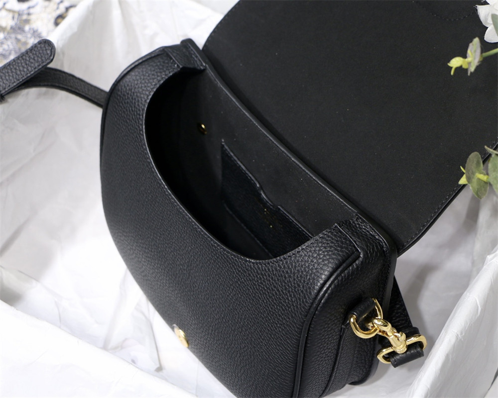 medium D*or bobby bag black grained calfskin