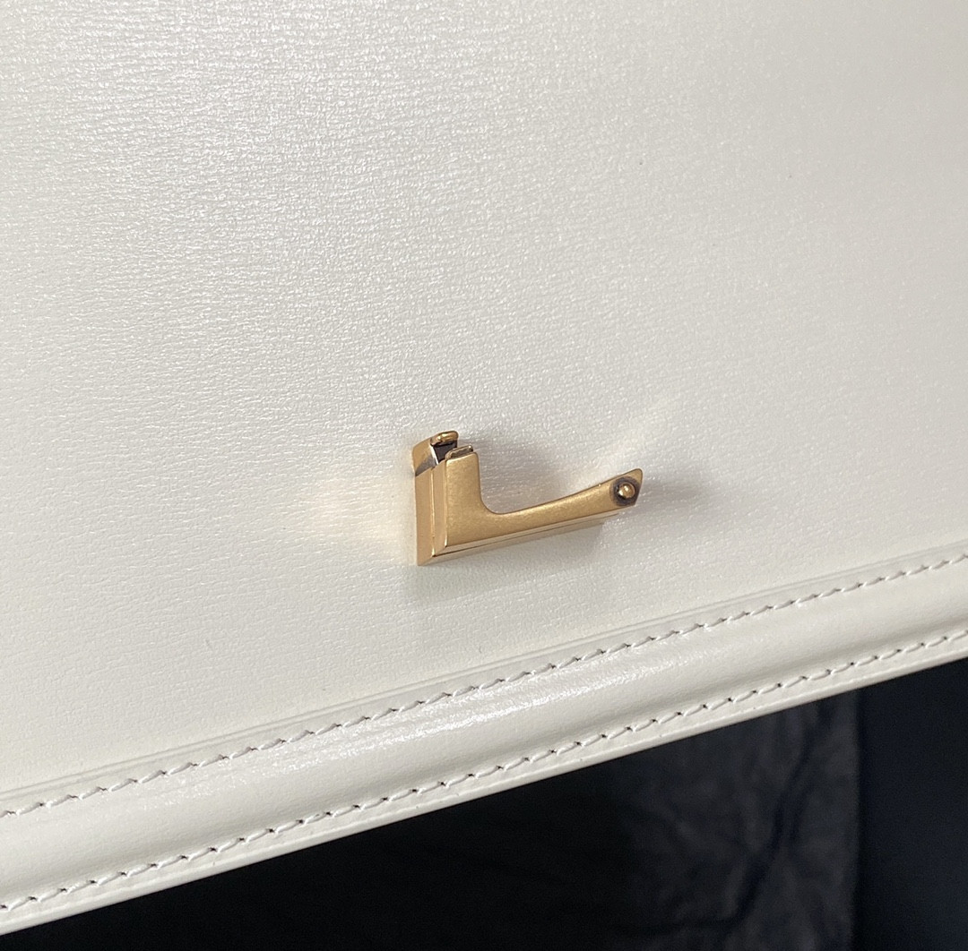 y*l solferino medium satchel in box Sa**t Lau*nt black white 9.1 x 6.3 x 2.4 inches