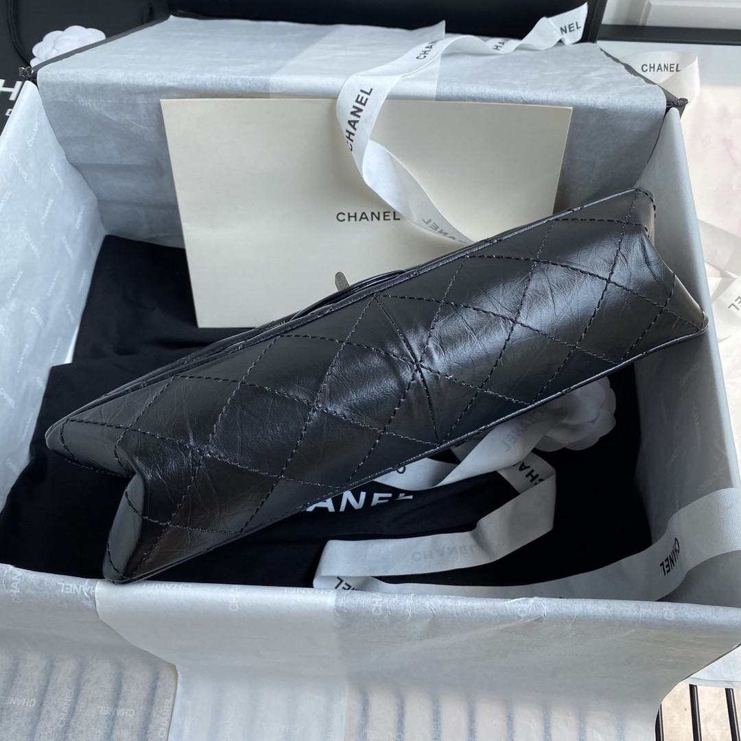 Ch*el large 2.55 handbag black 7.6 × 10.9 × 2.9 in