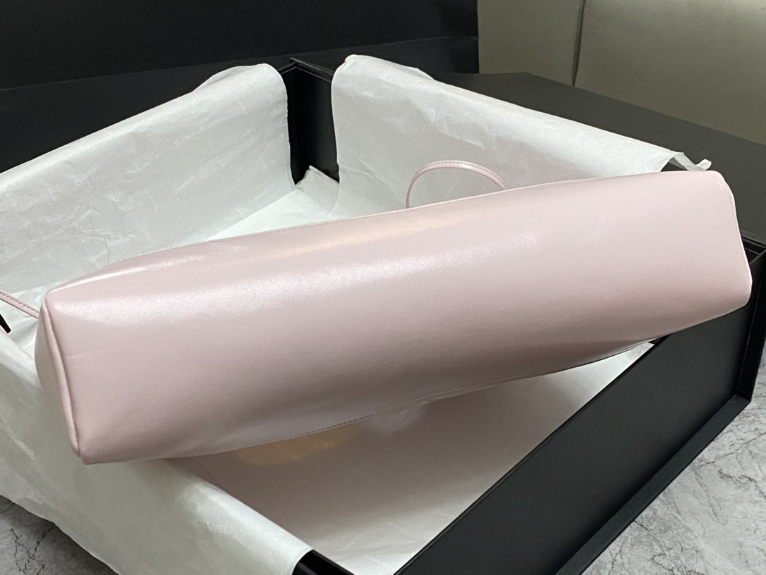 Ch*el  shopping bag shiny lambskin & gold-tone metal 35x39x8cm