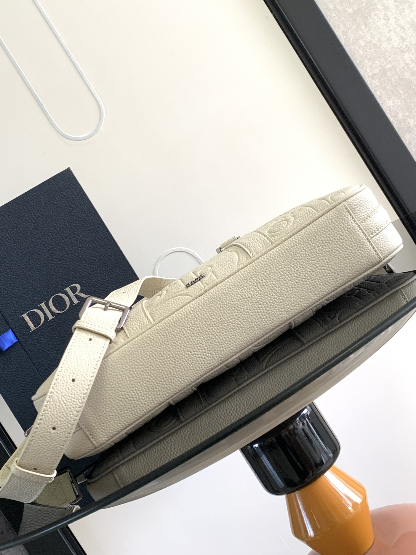 D*or briefcase white D*or gravity leather and white grained calfskin 37 x 28 x 6 cm