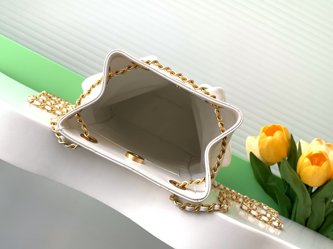 Ch*el backpack shiny lambskin 24.5x18x8cm