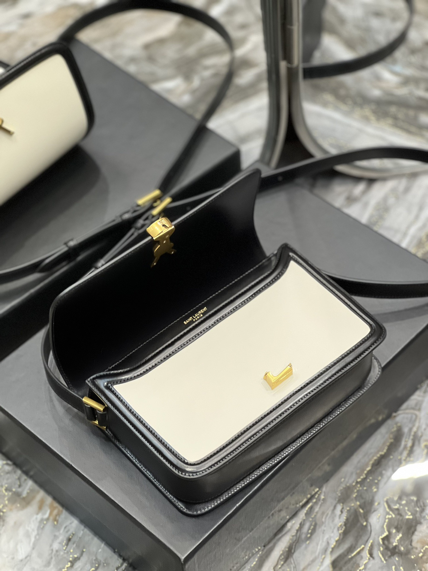 Y51 SOLFERINO SMALL SATCHEL IN BOX Sa1nt Lau*nt 19 X 13 X 5 CM