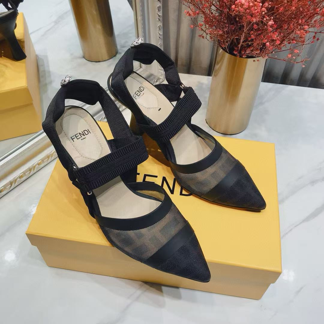 UA F**di Colibri Mesh Slingback Black Pumps