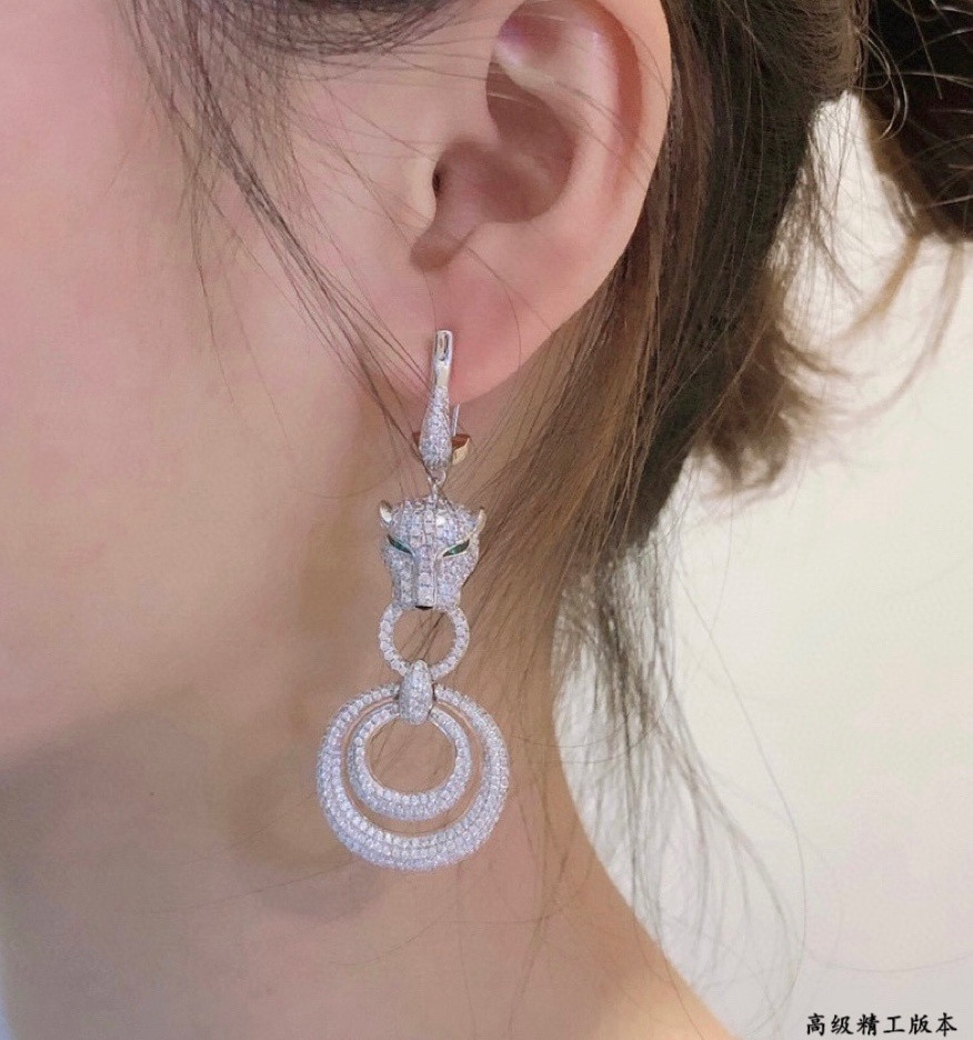 Ca*t1er Leopard Full D1am0nd Earrings