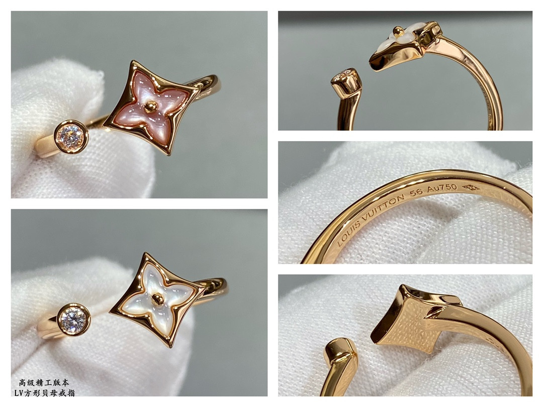 L0vis Vvtt0n Square Mother-of-Pearl Ring