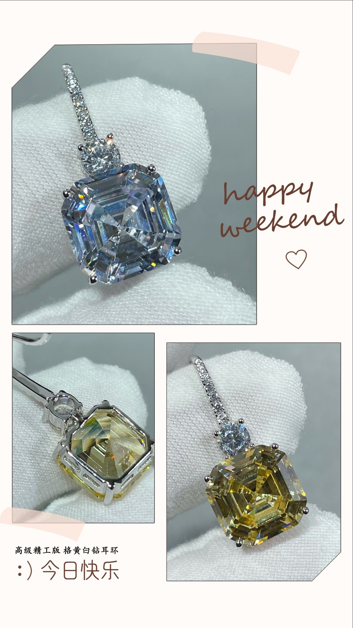 Graff Square D1am0nd Earrings Ag925