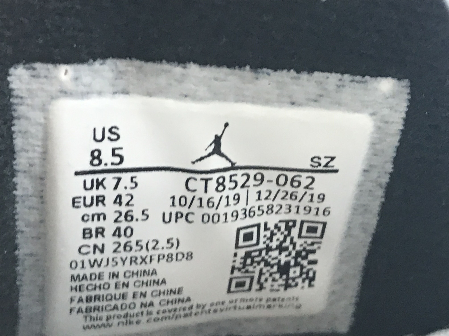 UA AIR JORDAN 6 RETRO "NEUTRAL GREY"