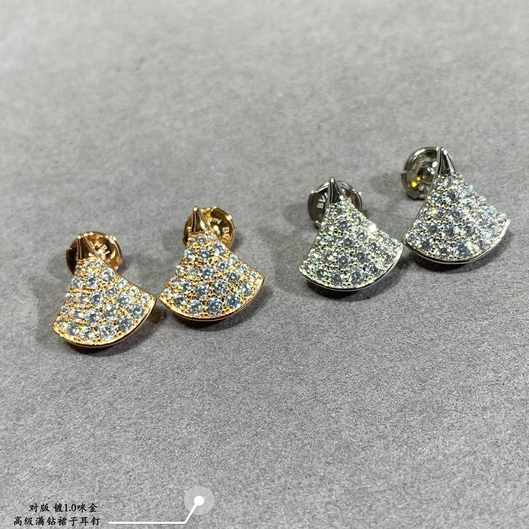 Bv1g*ai D1am0nd fan-shaped skirt Earrings