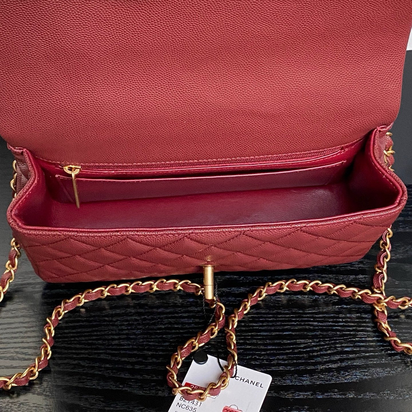 Ch**el FLAP BAG WITH TOP HANDLE 22.5x13.5x6cm