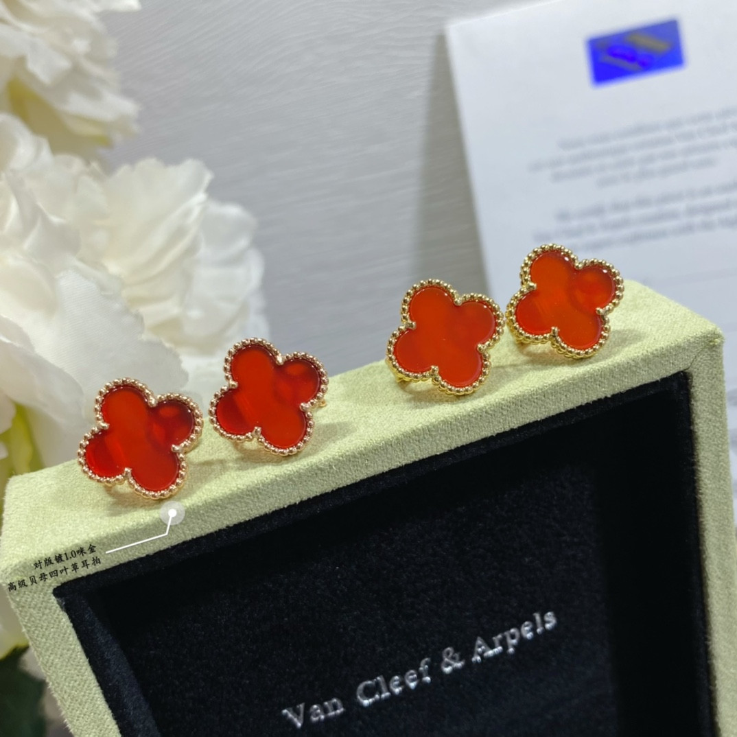 V*n Cl**f & Arpels Premium Fritillaria Four-Leaf Clover Earrings