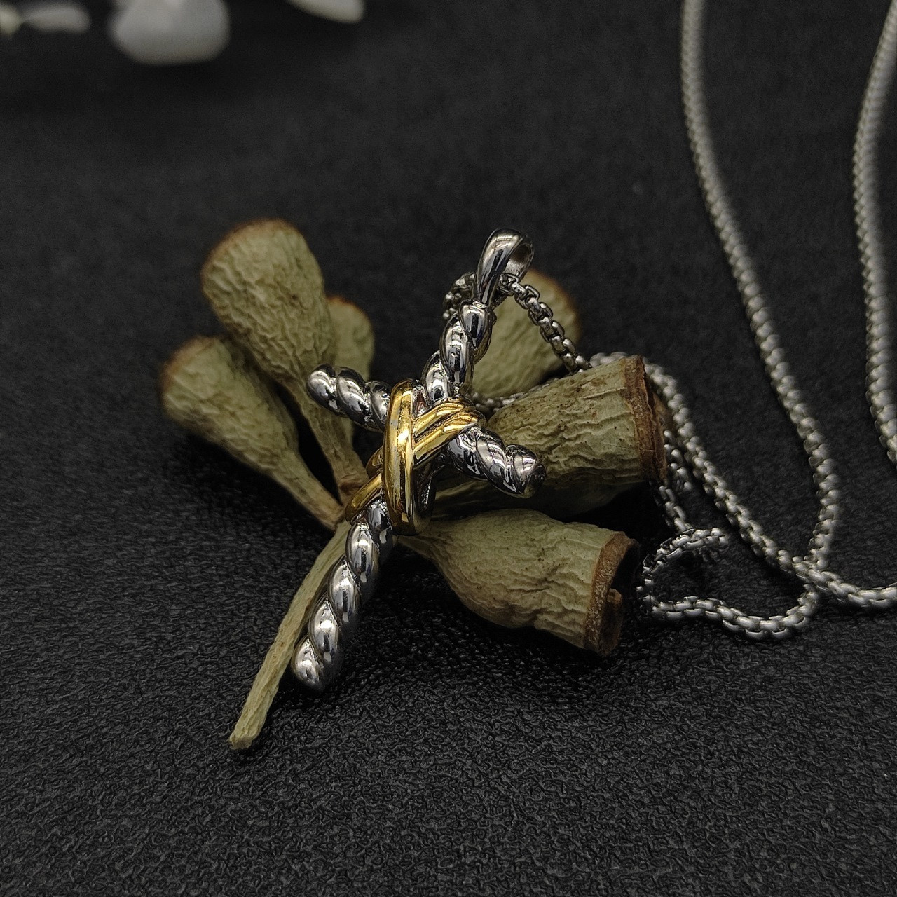 David Yurman Cross Necklace(Chain length 45+5cm delay chain Chain thickness 2mm)