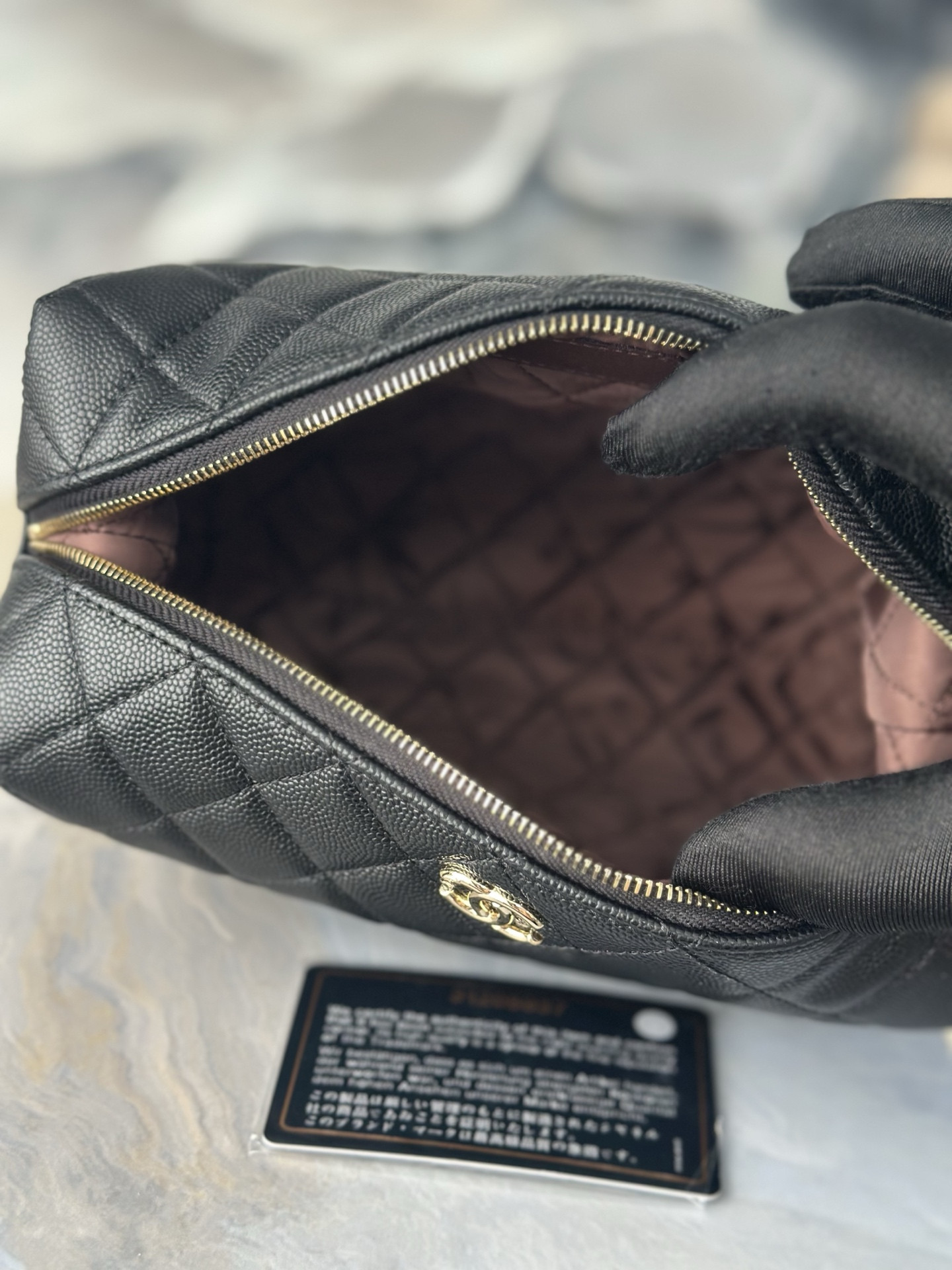 Ch**el Quilted Cosmetic Bag AS4990 19x8x11cm