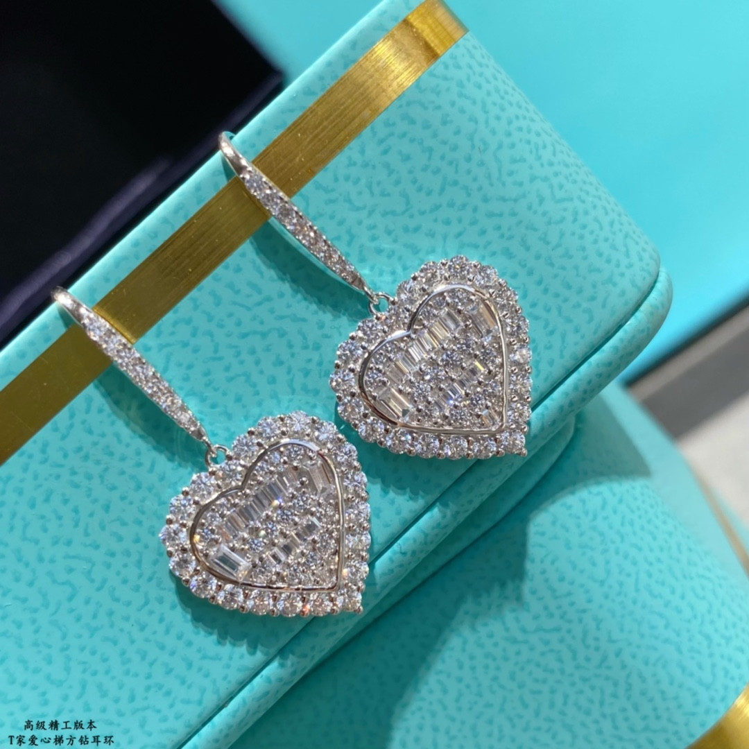 T*f*ny & Co. Trapezoid Heart Drop Earrings Ag925