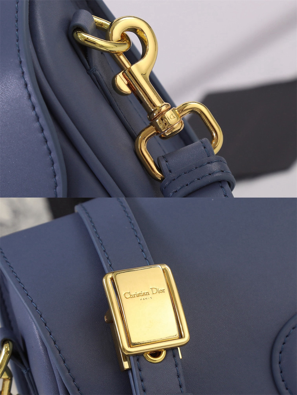 MEDIUM D10r BOBBY BAG Navy Box Calfskin