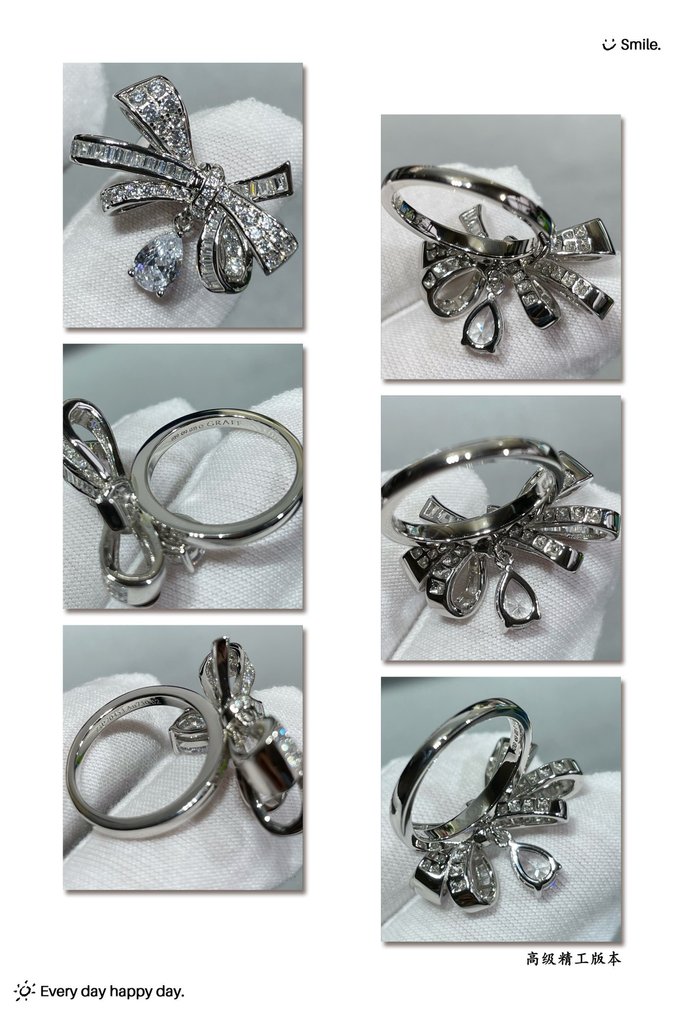 Graff Bowknot Ring with Rhinestones Ag925