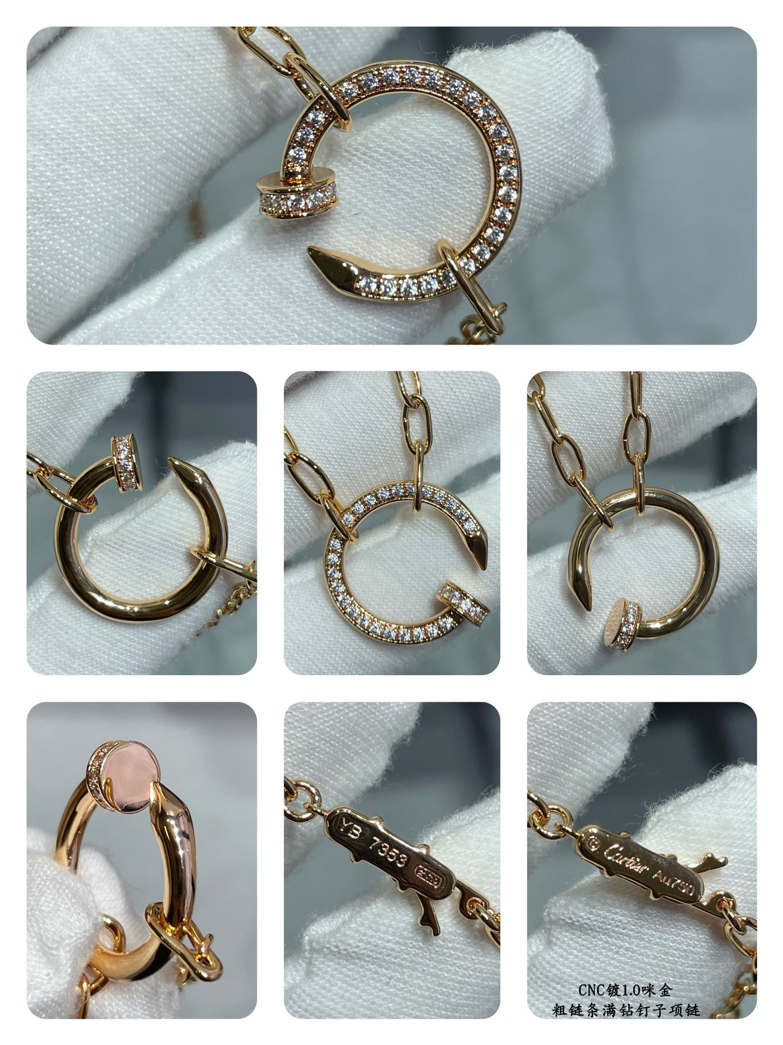 Ca*t1er Thick chain full of D1am0nd nail Necklace