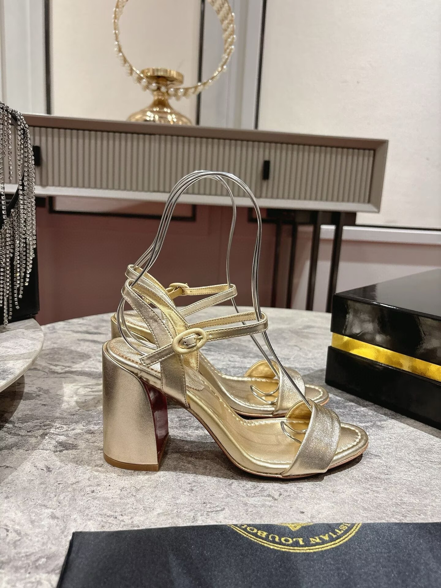 UA Christian Louboutin Miss Jane Leather Sandals(Customized, no exchange no return, about 15 days)