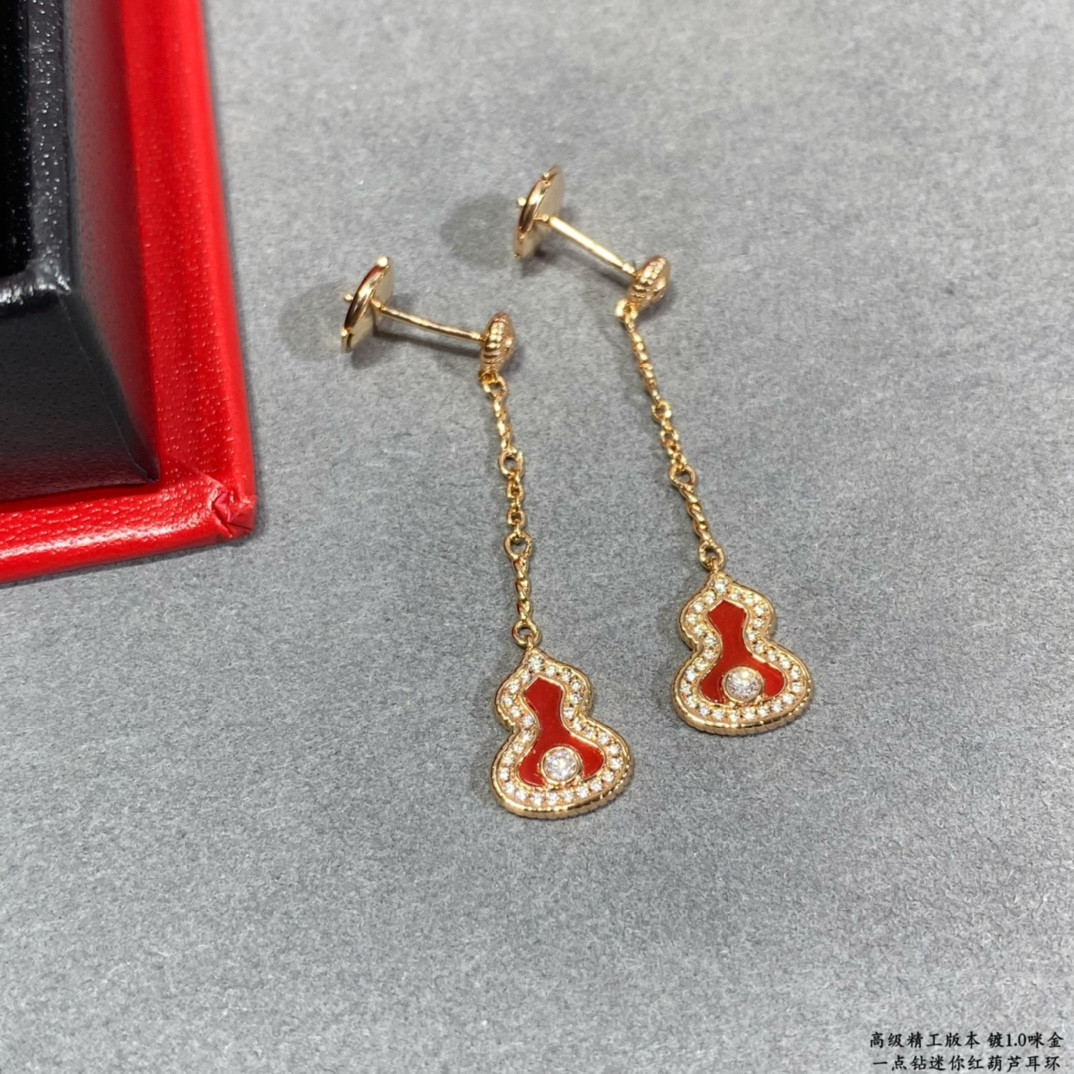 Qeelin Mini D1am0nd Red Gourd Earrings
