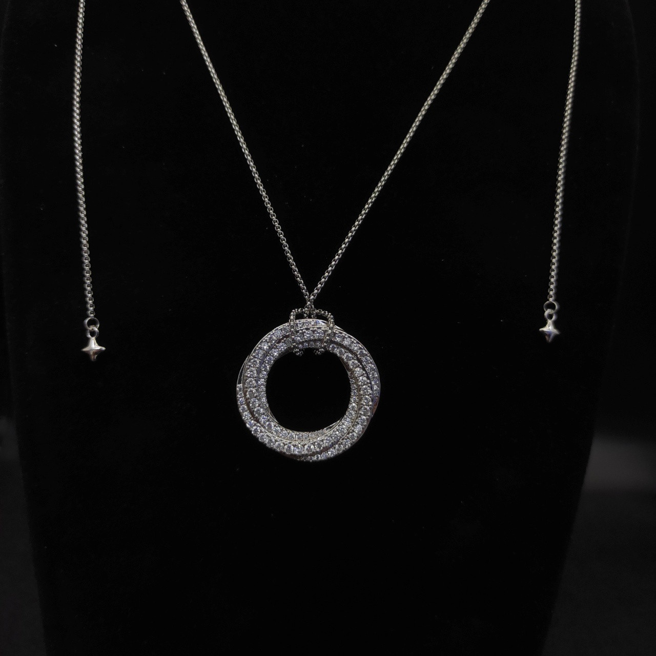 David Yurman 30mm Round with full D1am0nds Necklace(Chain length 90cm Chain thickness 1.5mm)