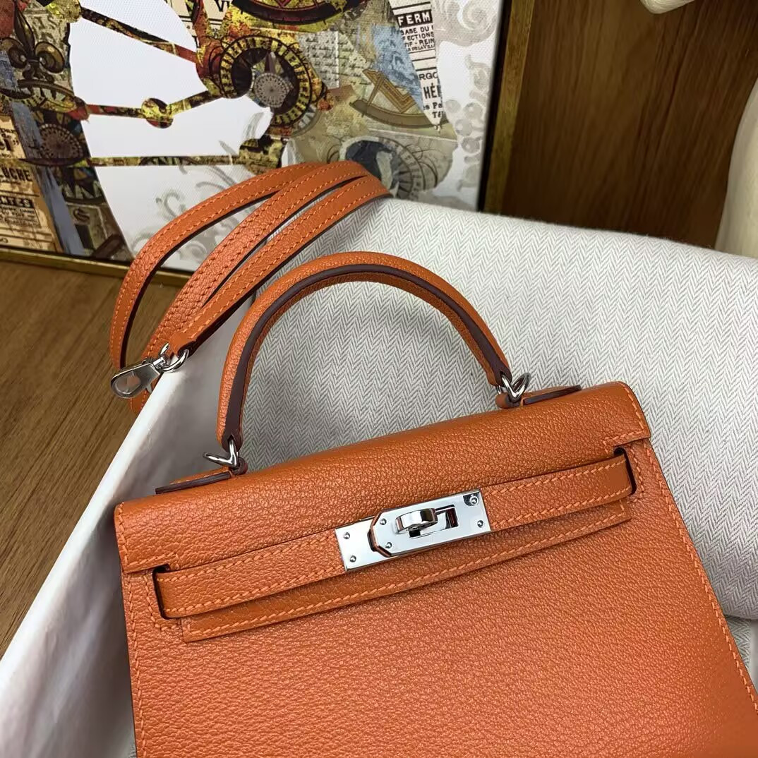 H**me5 Mini Kelly Chèvre Leather 19 19×6×12cm