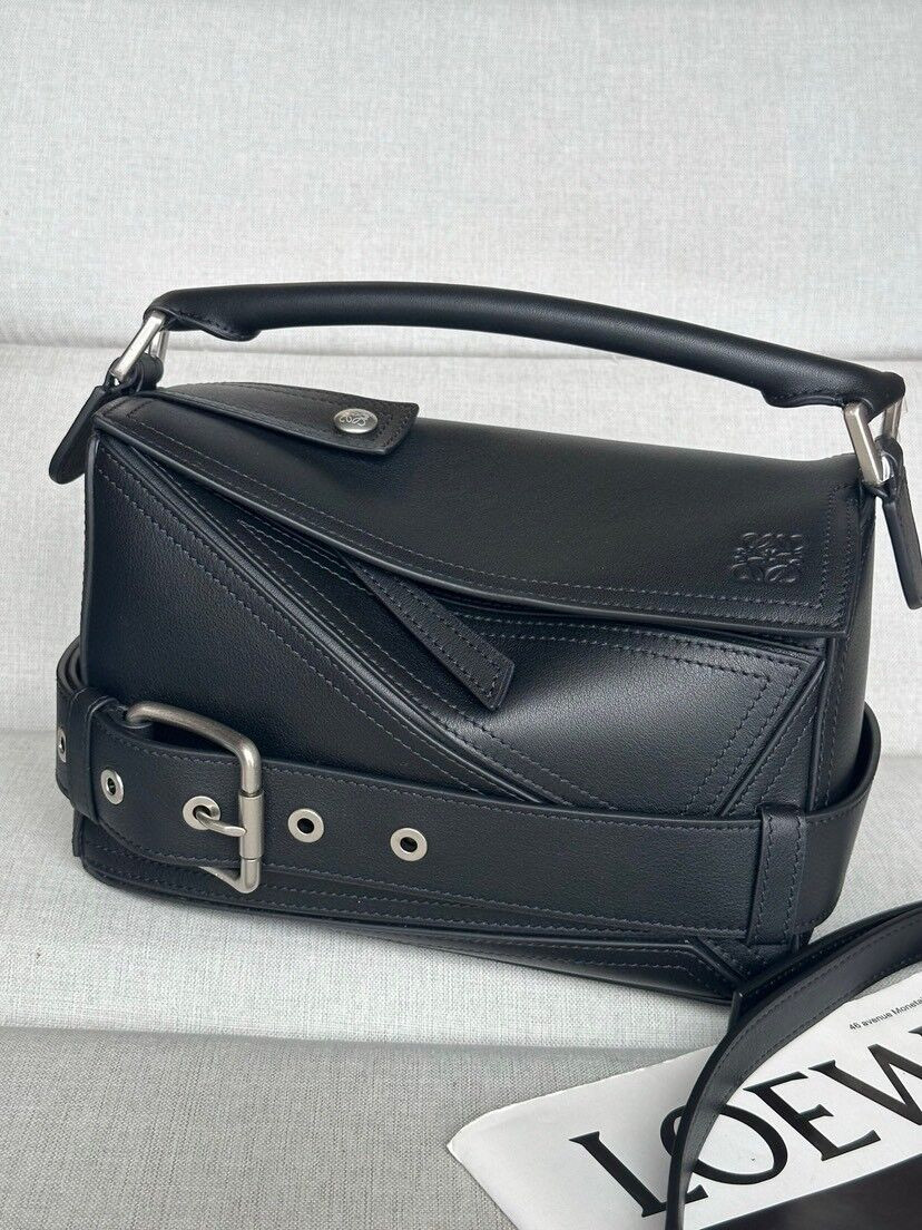 Loewe Small Puzzle Biker bag in shiny calfskin 16.5x24x10.5cm