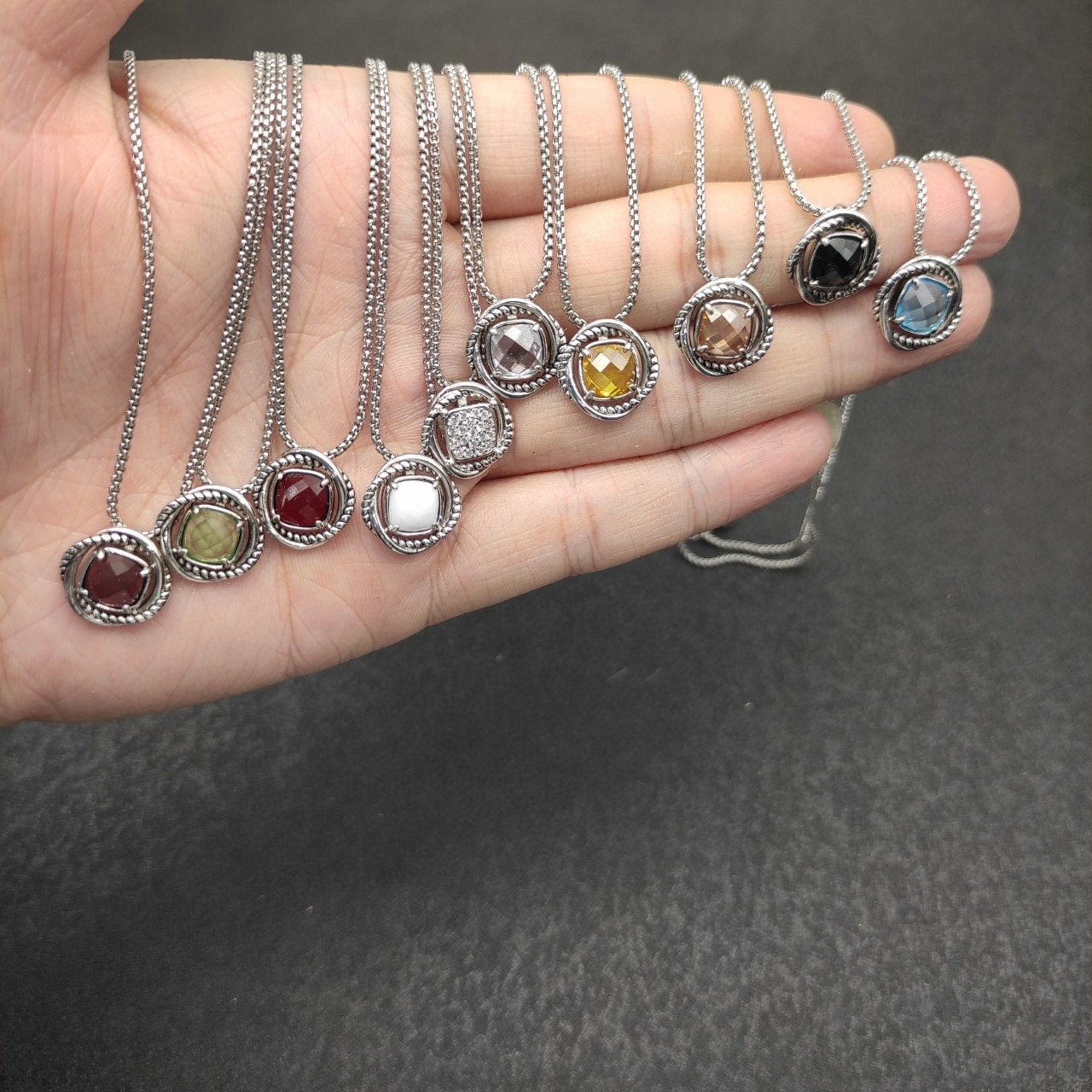 David Yurman Square D1am0nd Necklace(Main stone 7mm, chain thickness 1.5mm, length 45+5cm delay chain)