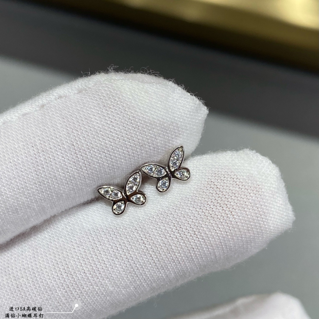 Graff D1am0nd-encrusted Butterfly Stud Earrings Ag925