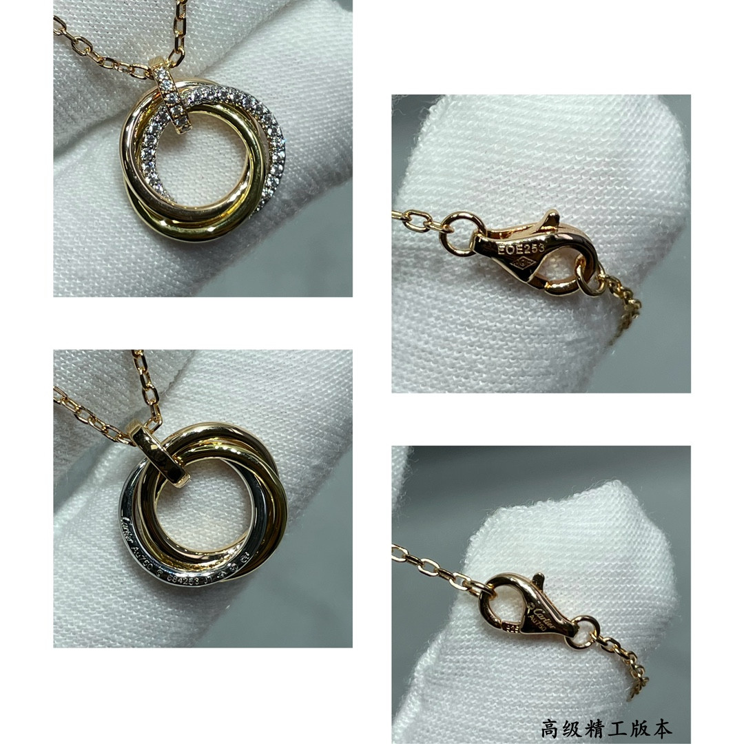 Ca*t1er Small size triple-ring D1am0nd Necklace