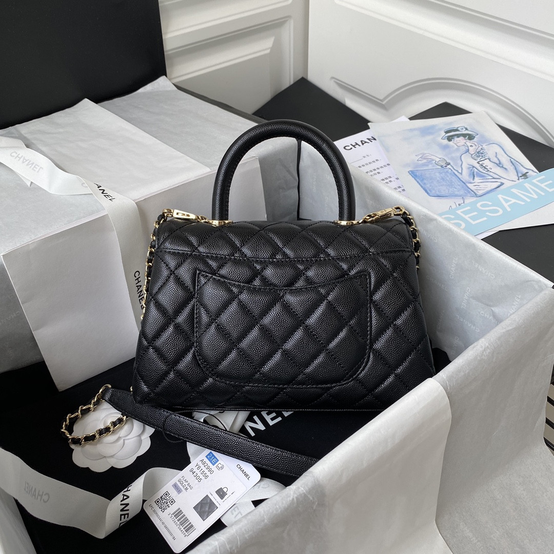 Ch**el COCO Flap Bag with Top Handle A92990 24x14x10cm