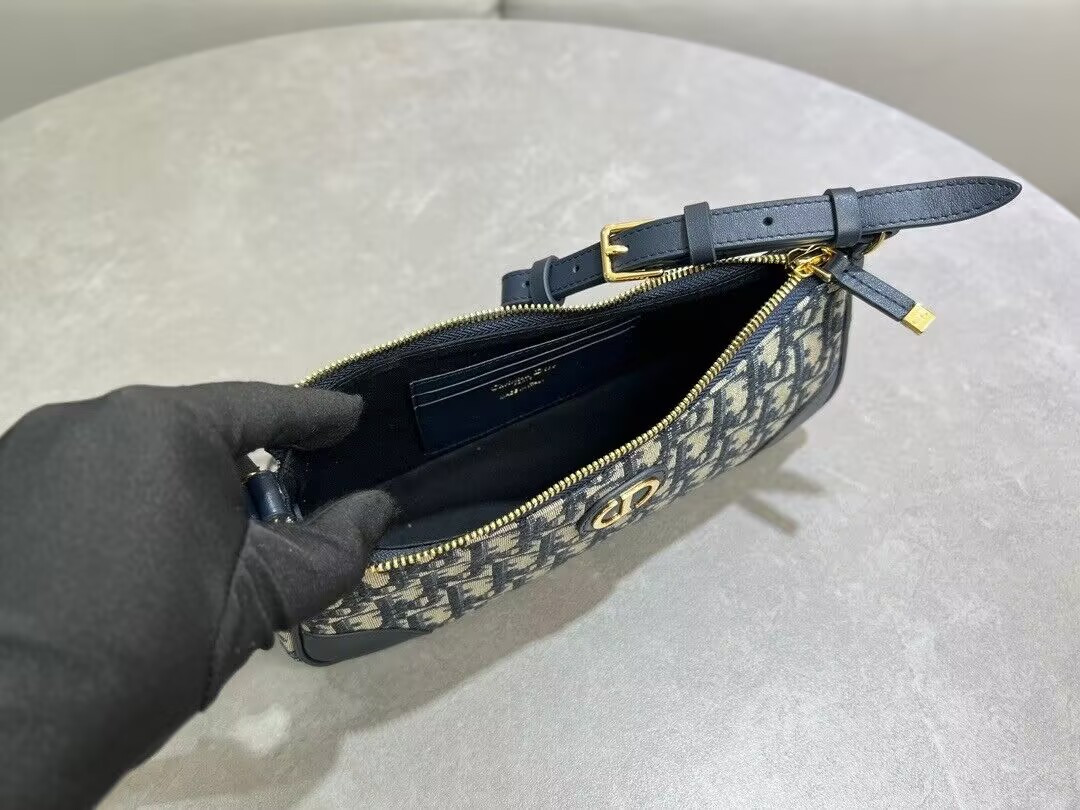 D10r 30 Montaigne Wanderlust Mini Bag Blue D10r Oblique Jacquard and Smooth Calfskin 26x12x7cm