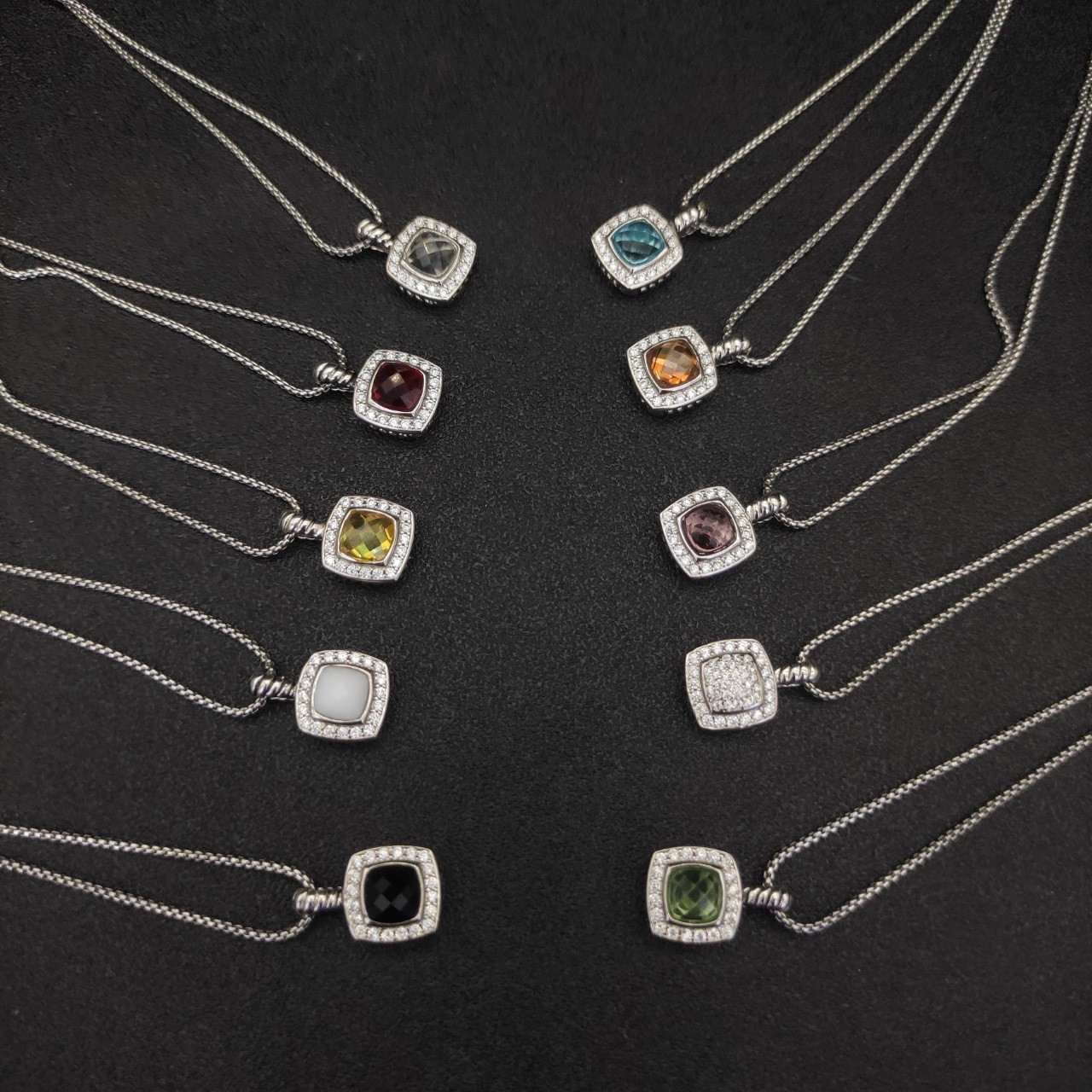 David Yurman Square D1am0nd Necklace(Main stone 7mm, chain thickness 1.5mm, length 45+5cm delay chain)