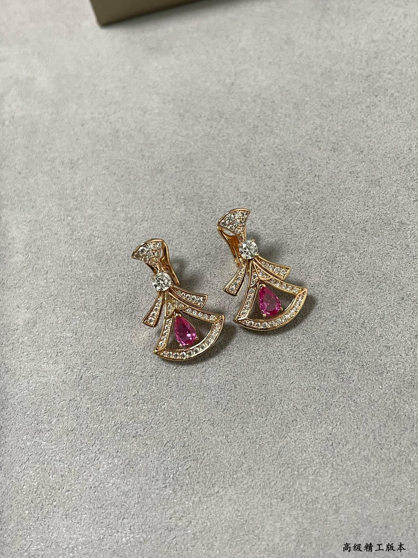 Bv1g*ai Red D1am0nd fan-shaped skirt Earrings