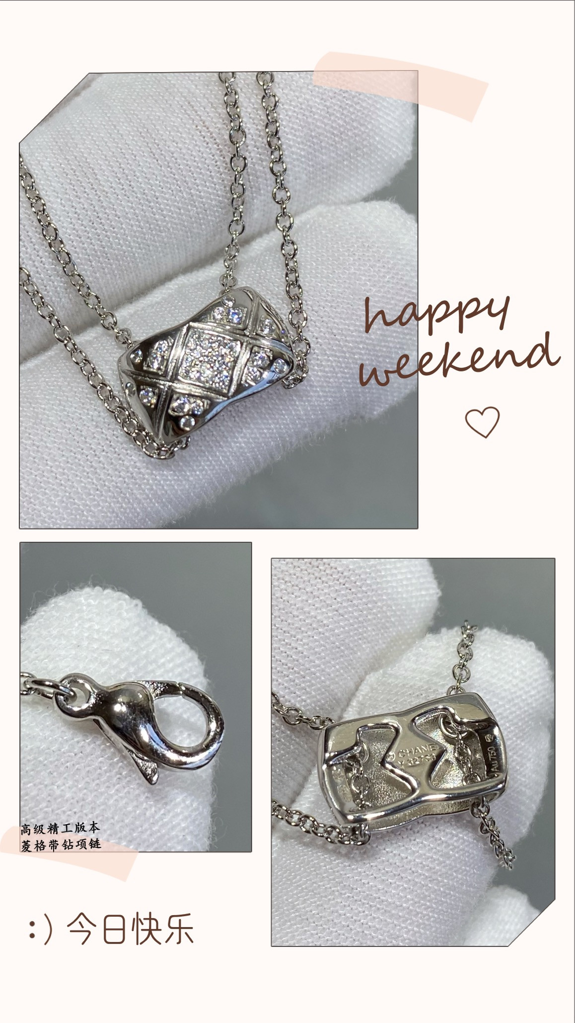 Ch**el Carved D1am0nd with D1am0nd Necklace