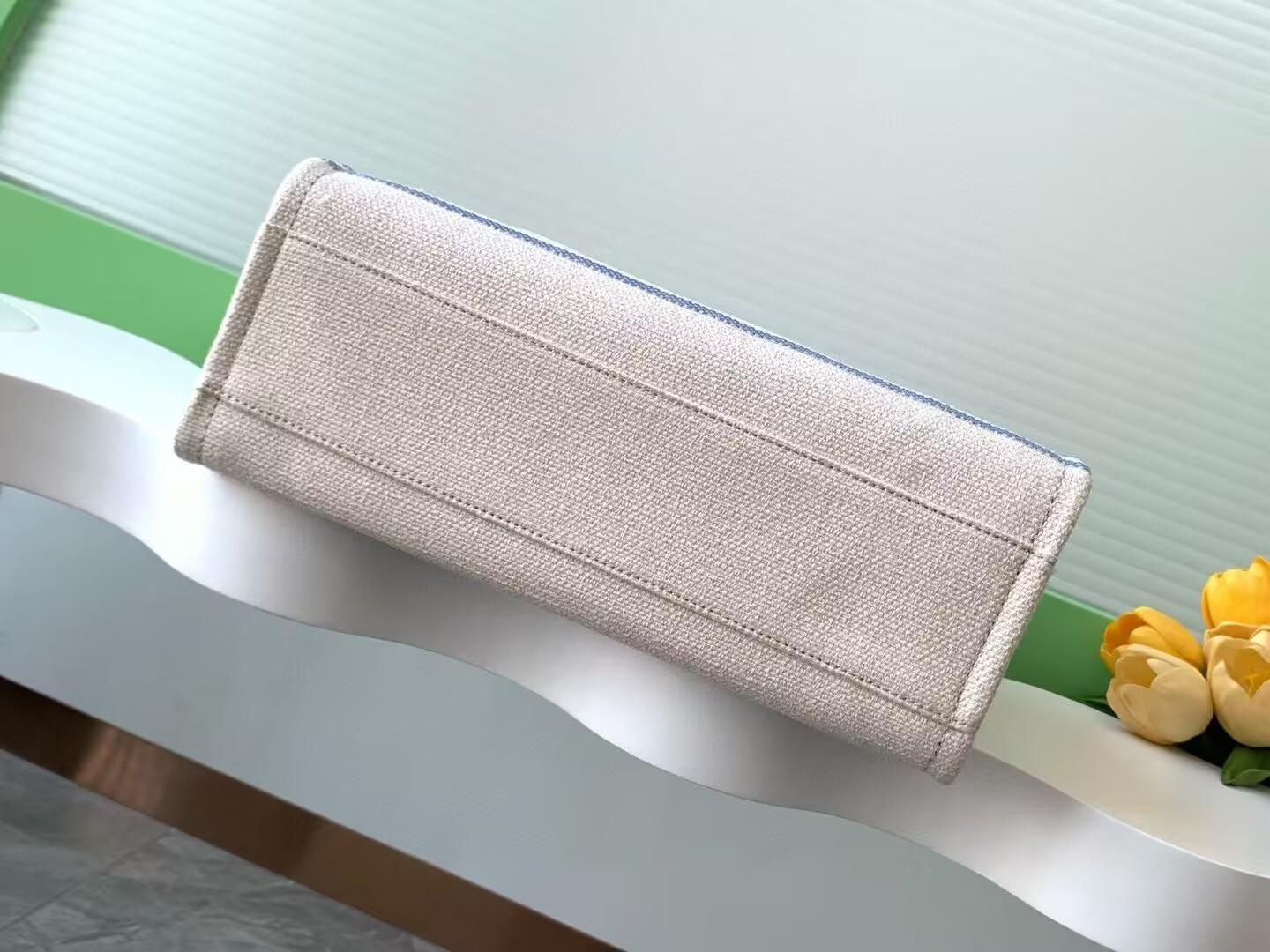 Ch**el Shopping Bag Cotton Canvas & Gold-Tone Metal 34x27x16cm