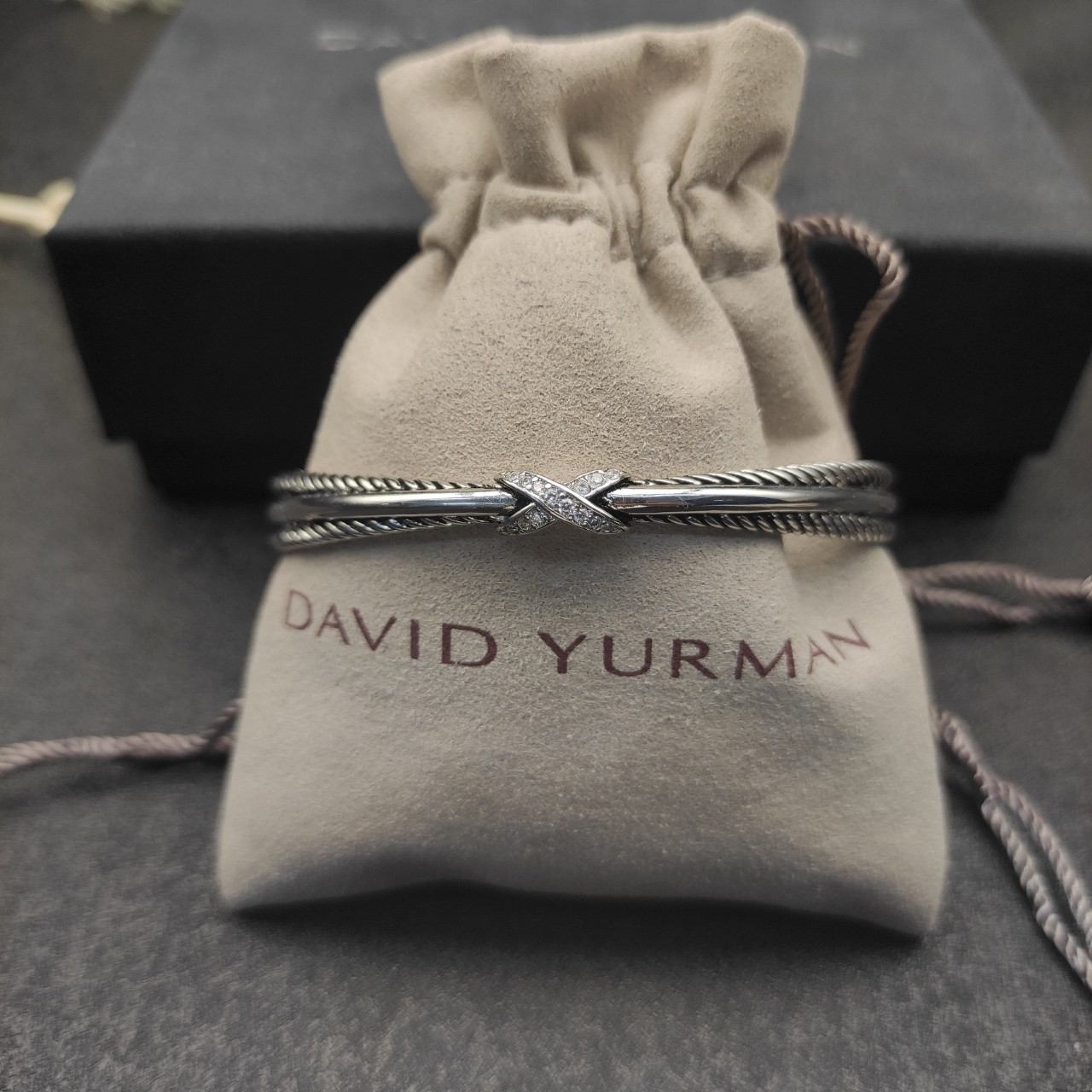 David Yurman 7mm Three-line crossband D1am0nd X Bracelet (wrist circumference 15-20cm)