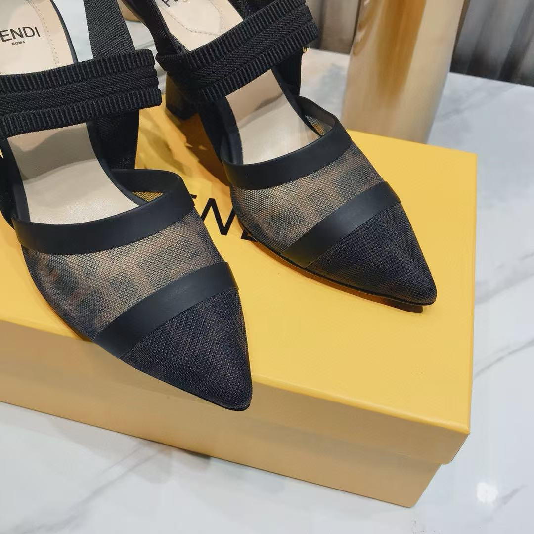 UA F**di Colibri Mesh Slingback Black Pumps