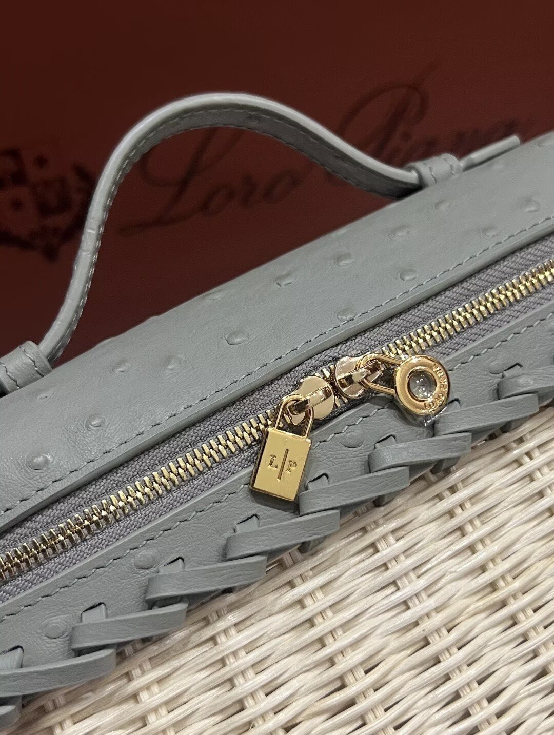 L0r0 P1ana extra pocket l19 wicker bag 19 x 11.5 x 7cm