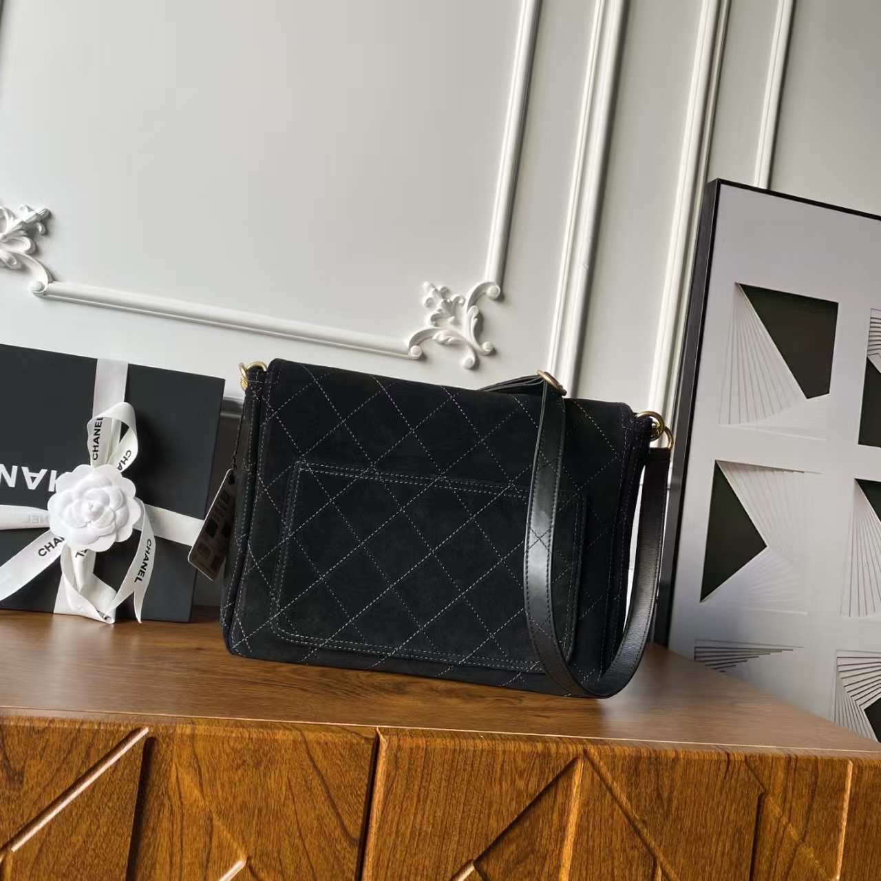 Ch**el Suede Handbag 24x30x8cm