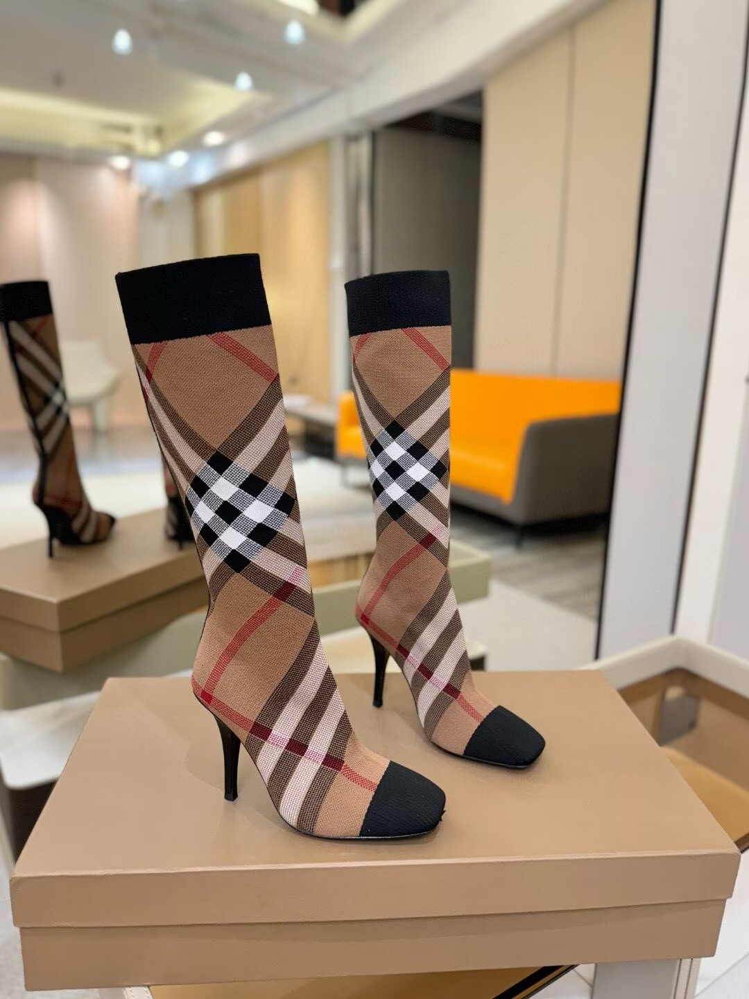 UA Burberry Check High Boots