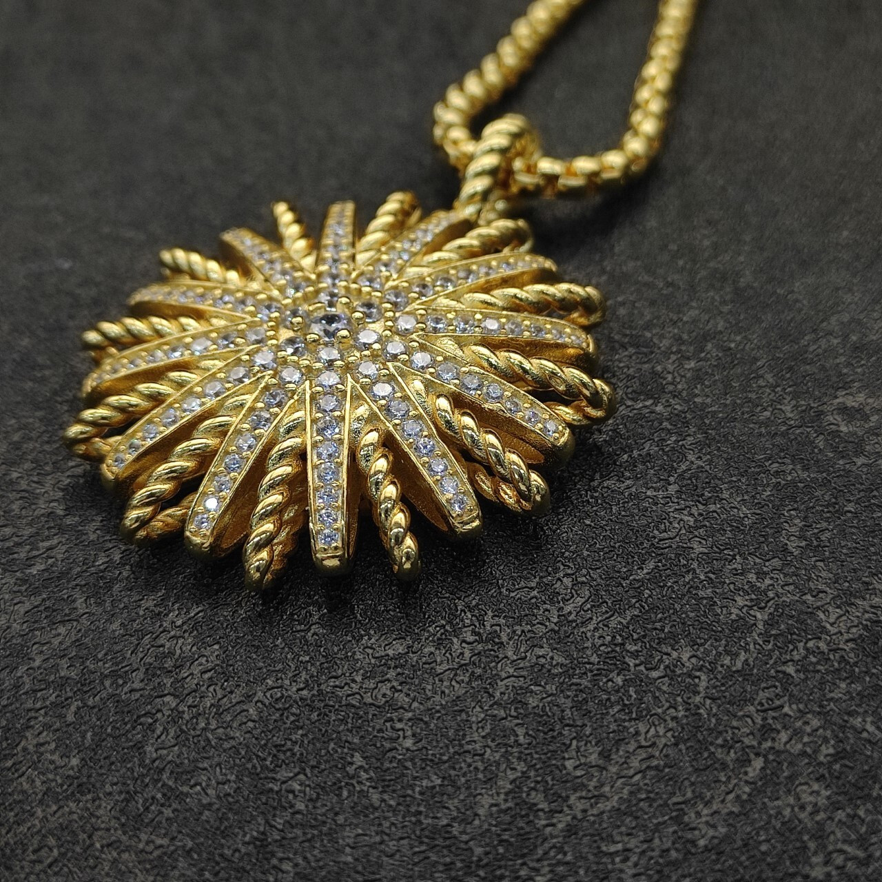 David Yurman sunflower full of D1am0nds Necklace(Chain length 50+5cm delay chain Chain thickness 3mm)
