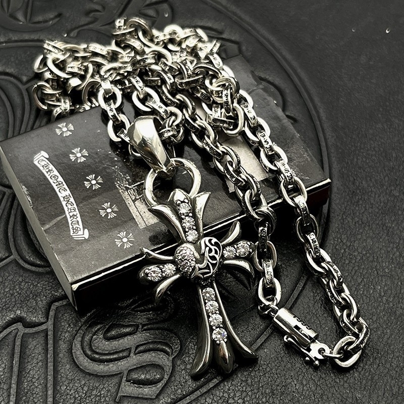 Ch*0me He**ts Cross Necklace