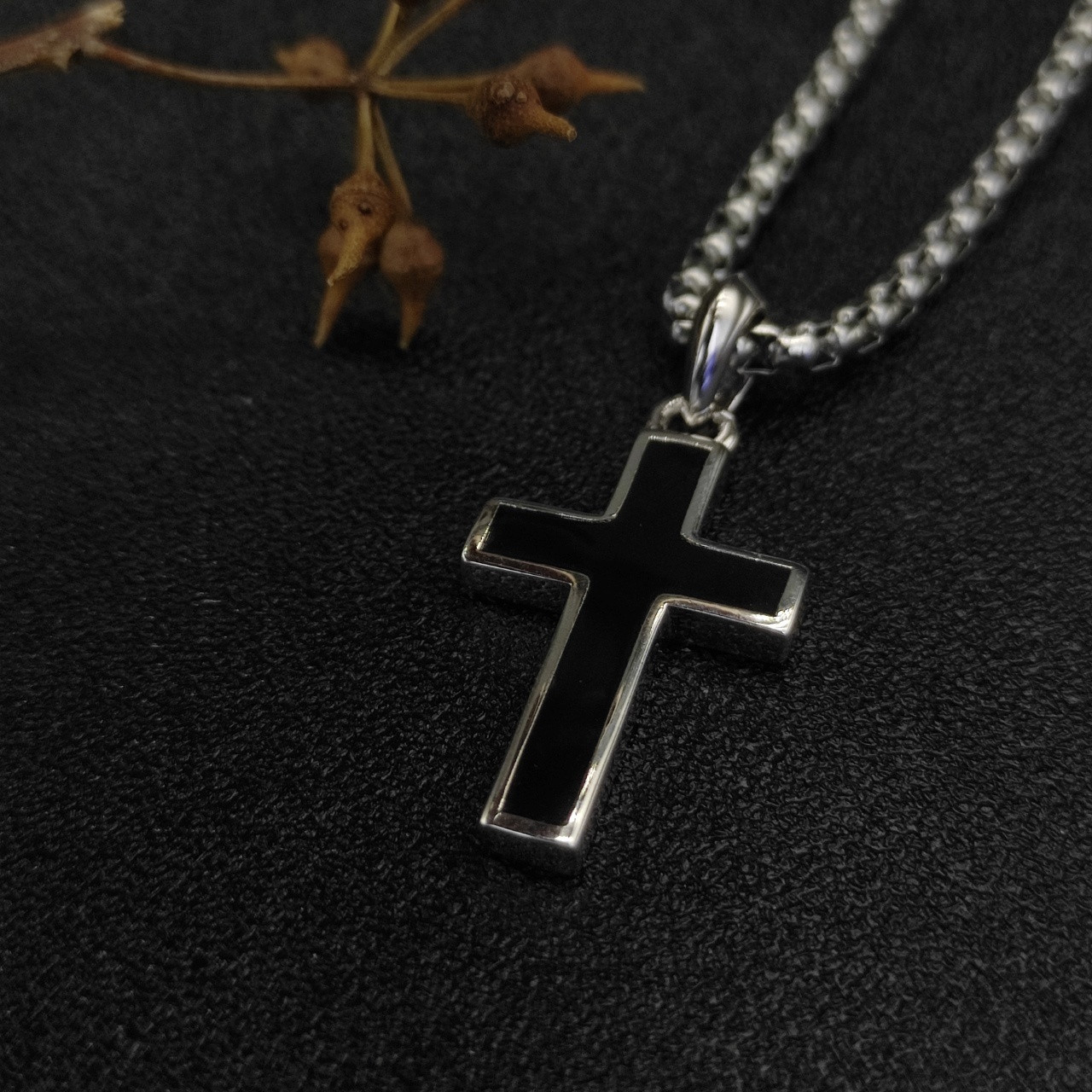 David Yurman black cross Necklace(Chain length 50+5cm delay chain Chain thickness 3mm)