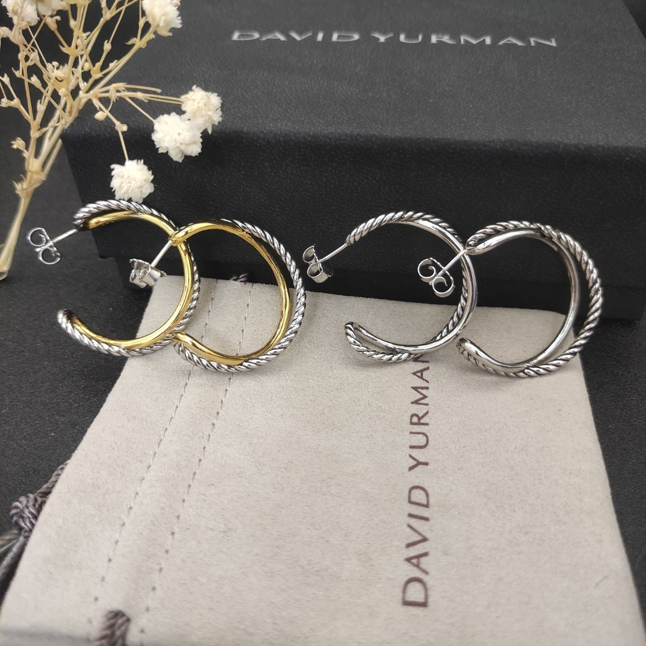 David Yurman cross twist Earrings(Inner diameter about 2.5cm)