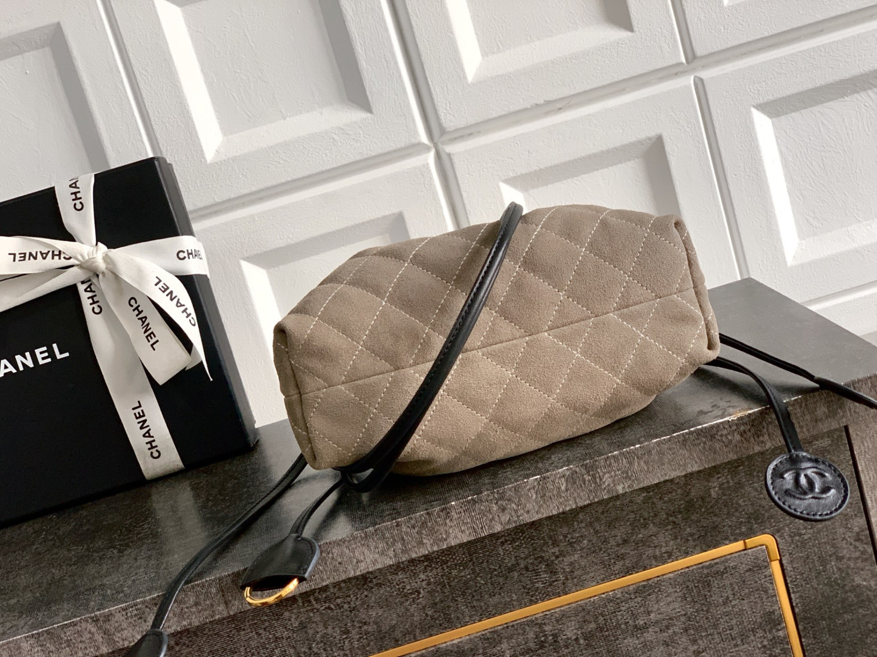 Ch**el clutch with leather strap ap5227 17x22x8cm