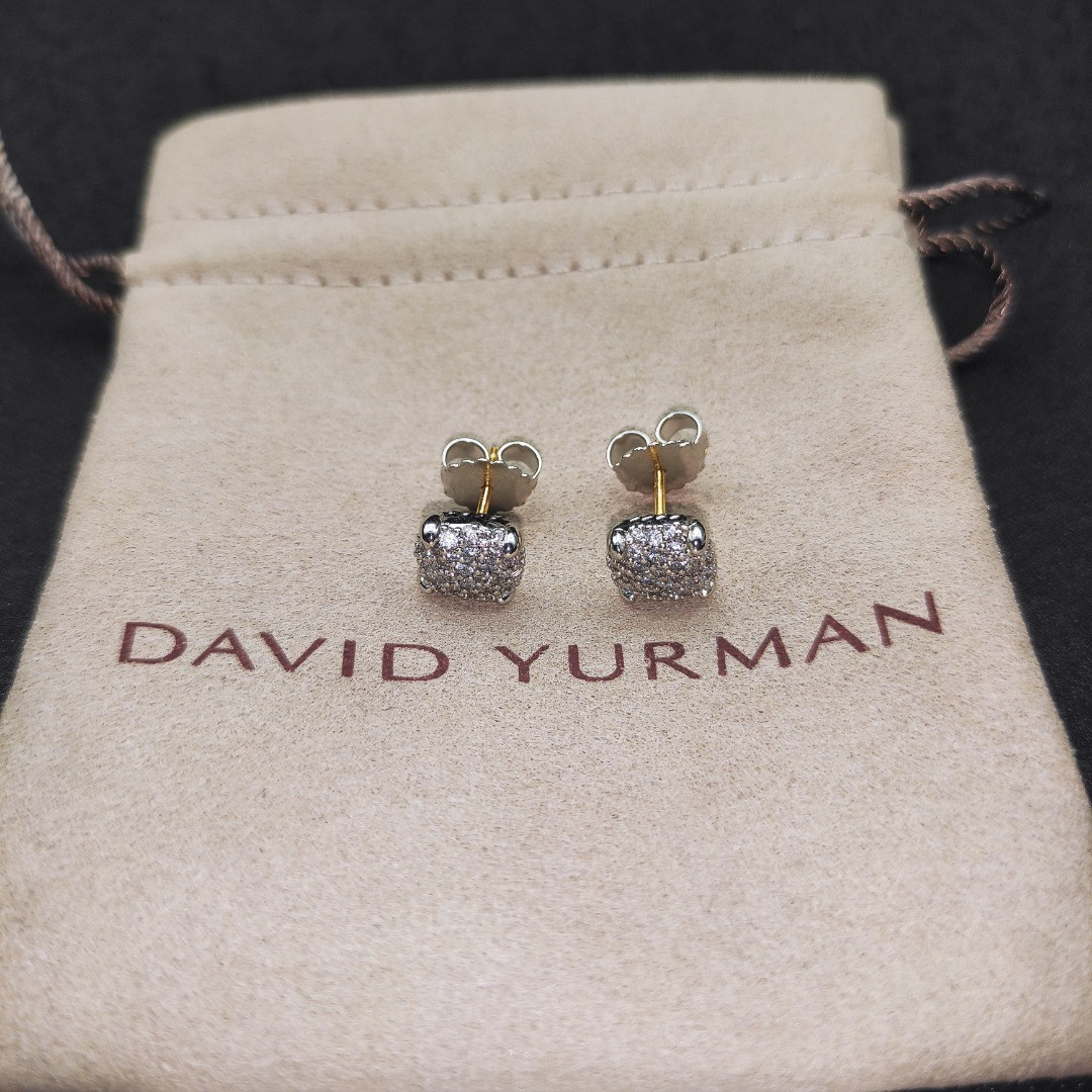 David Yurman 9mm Four claws full of D1am0nds Earrings