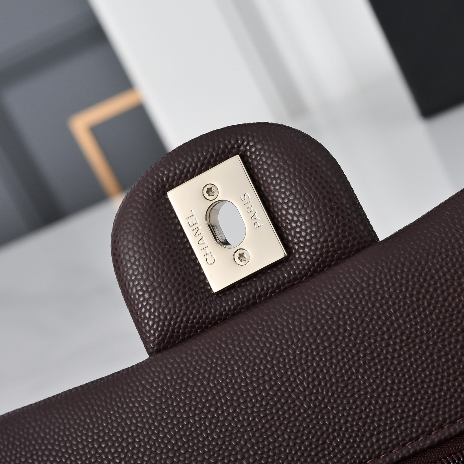 Ch**el classic flap bag coffee brown light gold hardware a01113 23x14.5x6cm